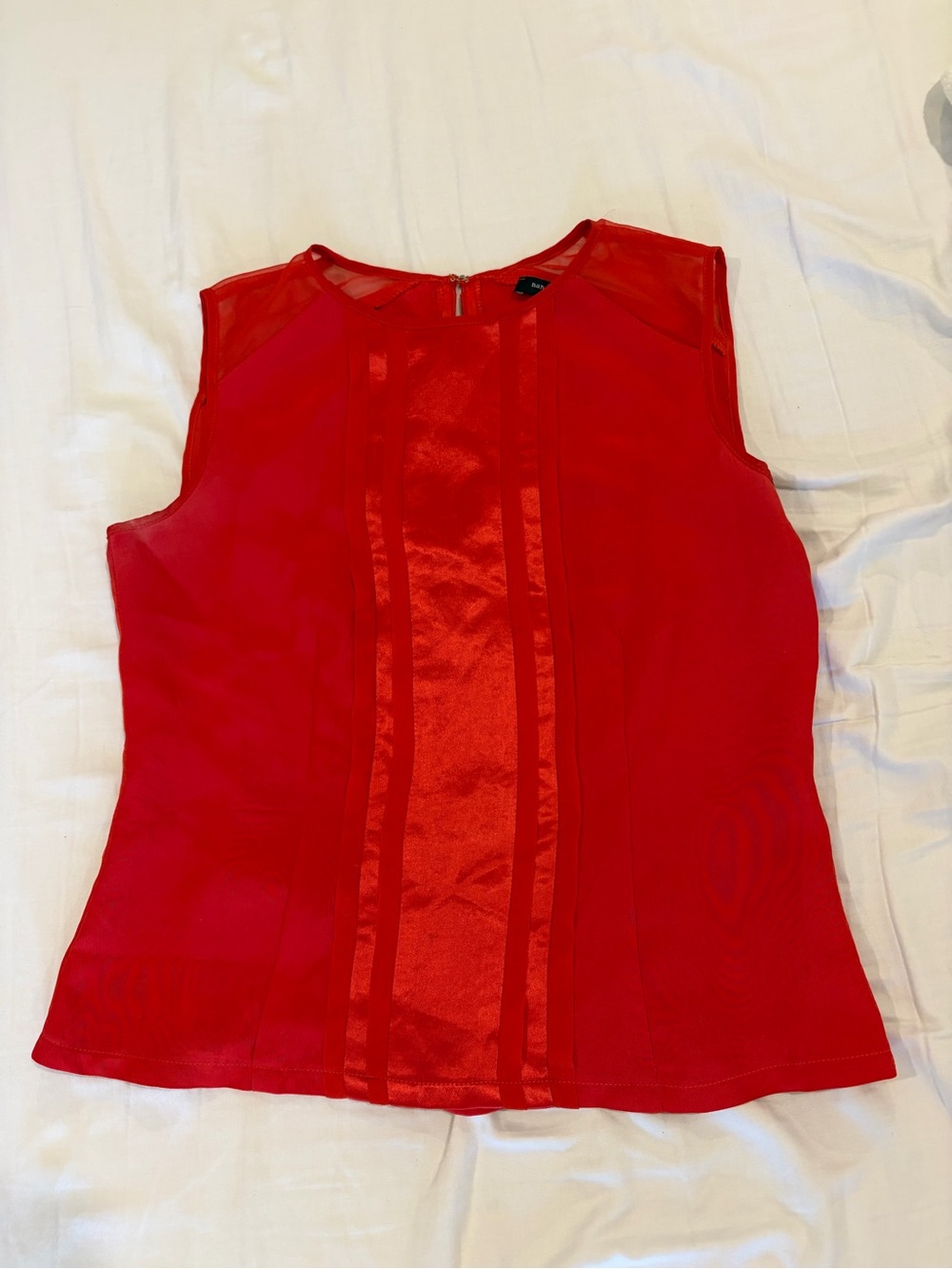 Nanette Lepore Red Sleeveless Sheer-Yoke Top